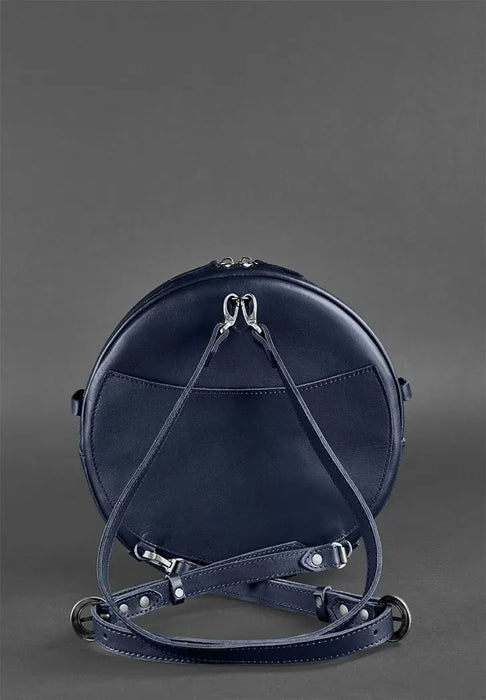 Functional Handmade Round Leather Backpack-Bag for Women