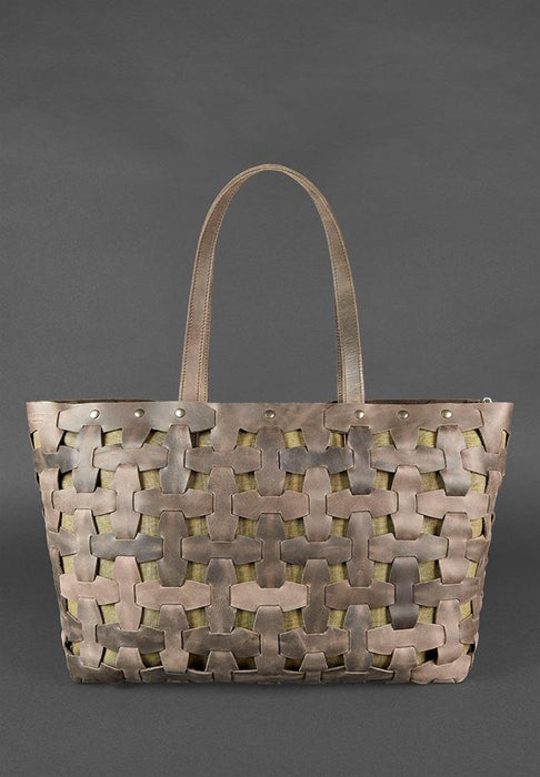 Women's Leather Braided Puzzle Travel Bag
