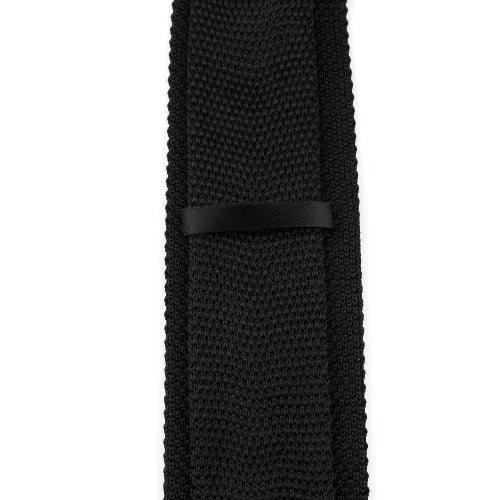 Solid Black Knitted Tie for Classy Men - Elegant Accessory for Formal Occasions