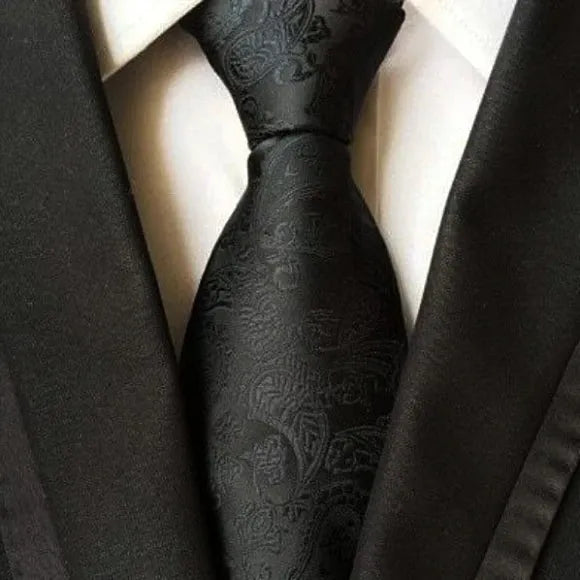 Simple Black Paisley Tie for Classy Men - Elegant Style Accessory