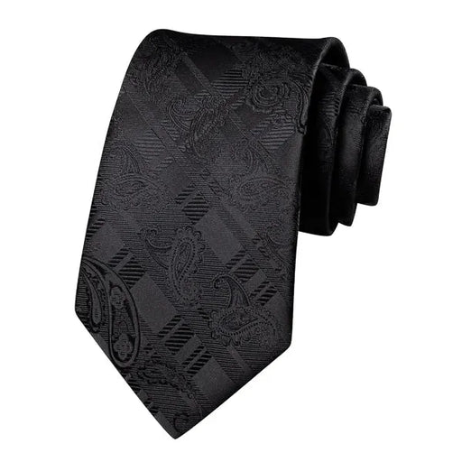 Black Paisley Silk Necktie for Classy Men - Elegant Formal Accessory