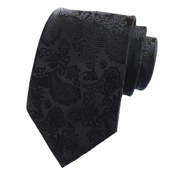 Simple Black Paisley Tie for Classy Men - Elegant Style Accessory
