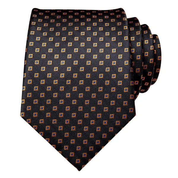 Modern Black Gold Polka Dot Silk Tie for Classy Men