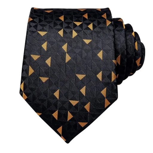 Black Gold Pyramid Silk Tie for Classy Men