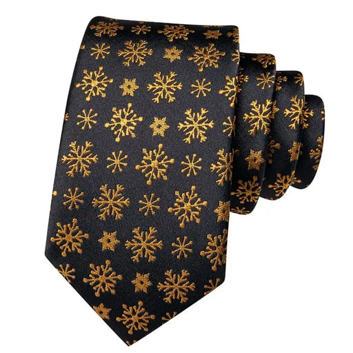 Black Gold Snowflake Silk Tie for Classy Men
