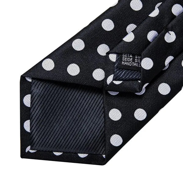 Black and White Polka Dot Silk Tie for Classy Men