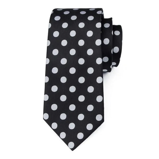Black and White Polka Dot Silk Tie for Classy Men