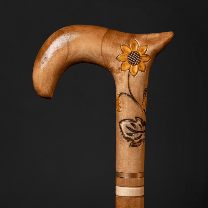 Luxurious Women Cane Sunflower Ornaments, Hand-Carved