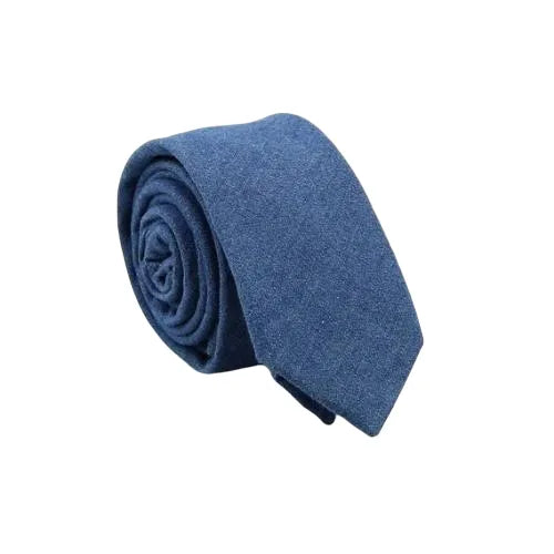 Light Blue Denim Skinny Tie for Men - Classy Cotton Accessory