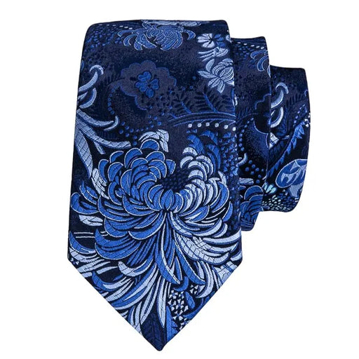 Classy Men Blue Floral Silk Necktie