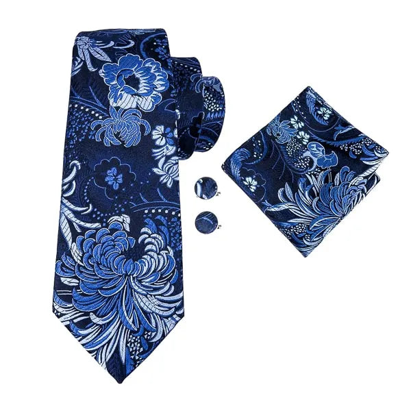 Classy Men Blue Floral Silk Necktie