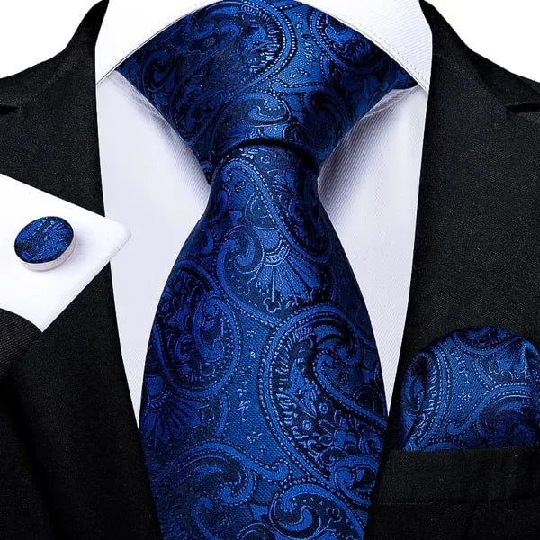Blue Paisley Silk Tie for Classy Men Elegant Accessory for Formal Occasions