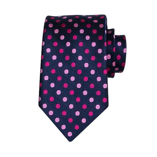 Silk Tie for Men - Classy Blue and Pink Polka Dots Design