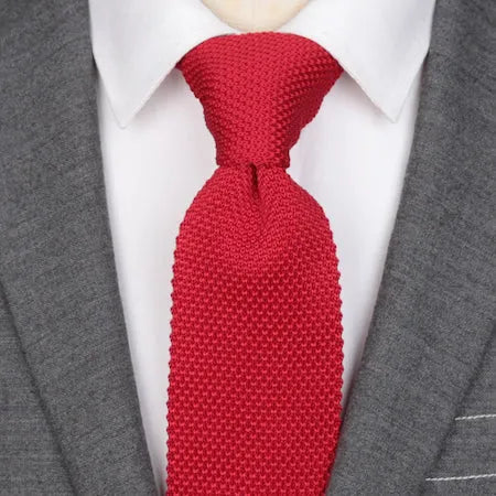 Bright Red Knitted Tie for Classy Men - Stylish Accessory