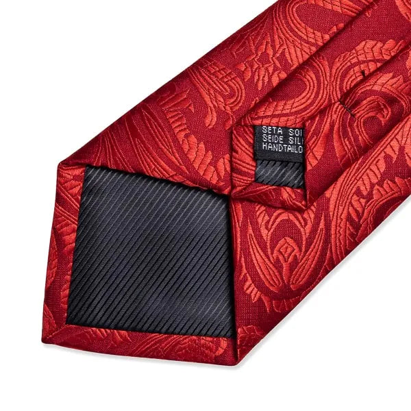Bright Red Paisley Silk Tie for Men - Classy Elegant Accessory
