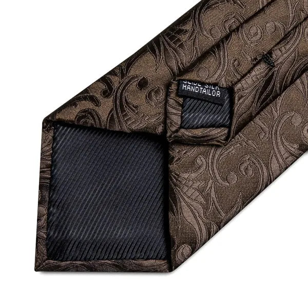 Brown Floral Silk Necktie for Classy Men