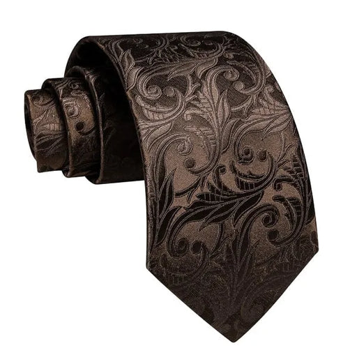 Brown Floral Silk Necktie for Classy Men