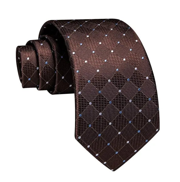 Polka Dot Silk Tie for Men - Classy Brown Designer Accessory