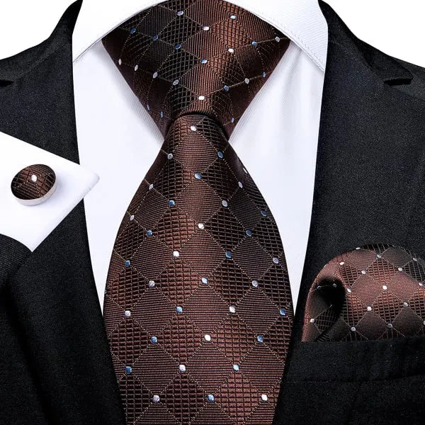 Polka Dot Silk Tie for Men - Classy Brown Designer Accessory
