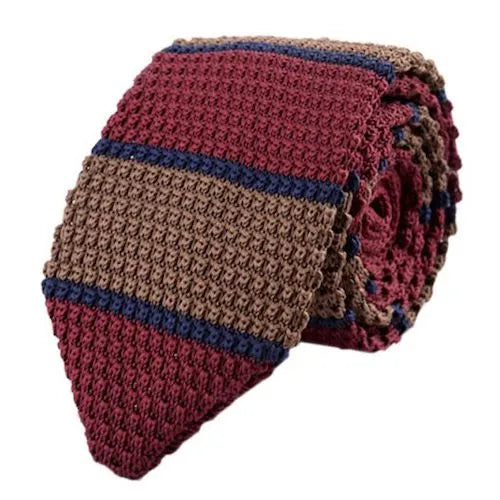 Knitted Tie for Men Classy Red Brown Blue Styles
