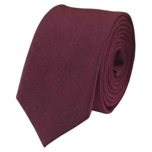 Burgundy Cotton Necktie for Men - Classy Formal Accessory