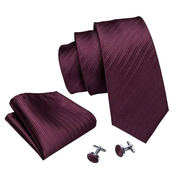 Burgundy Striped Silk Necktie for Classy Men