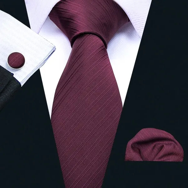 Burgundy Striped Silk Necktie for Classy Men