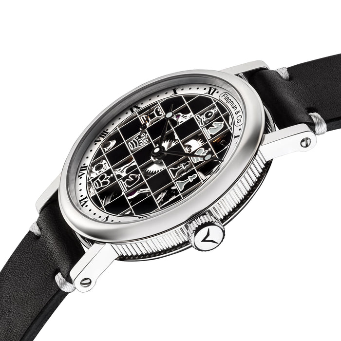 Handmade Chess Skeleton Watch Mechanical Steampunk Timepiece