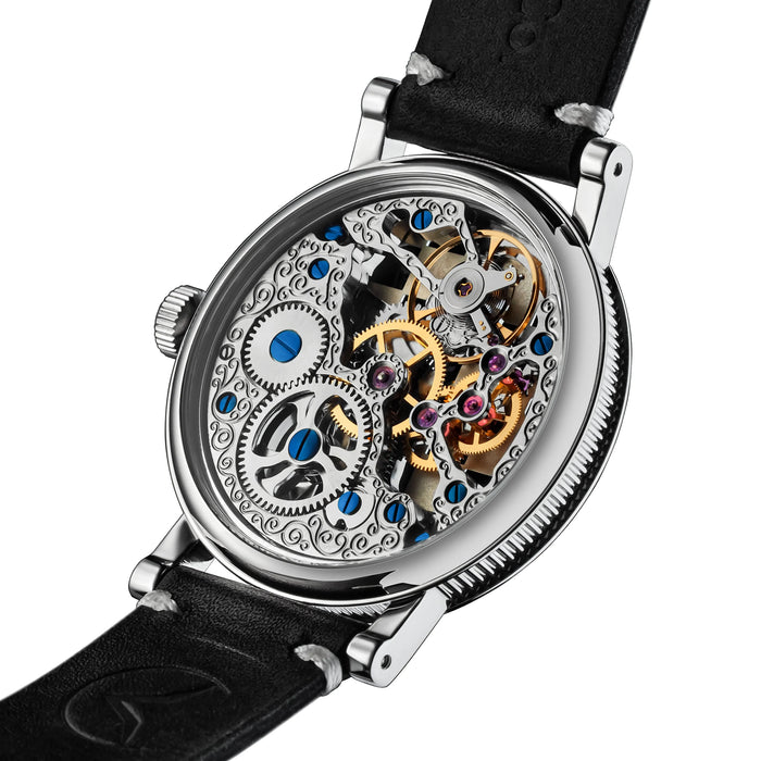 Handmade Chess Skeleton Watch Mechanical Steampunk Timepiece