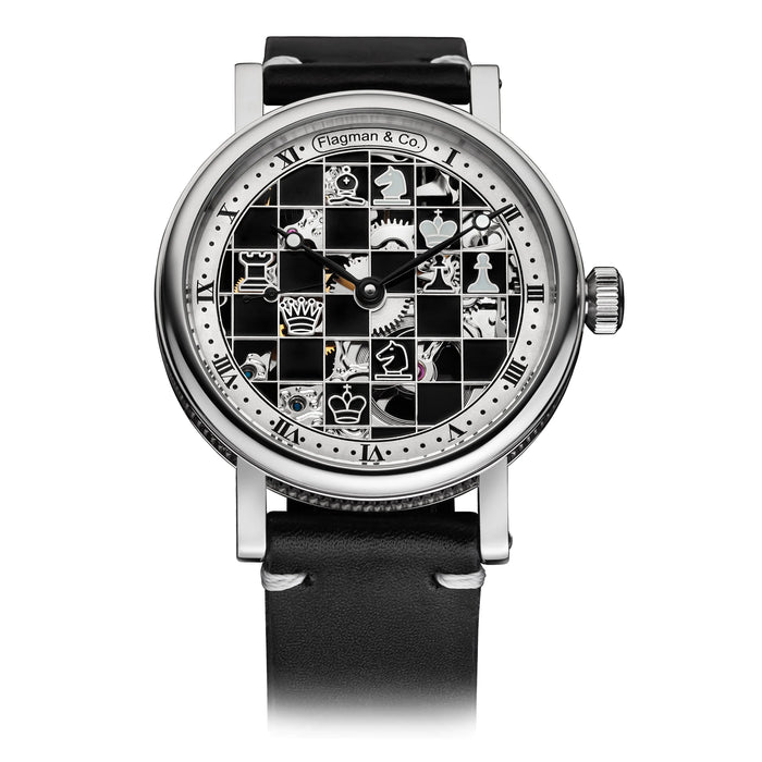 Handmade Chess Skeleton Watch Mechanical Steampunk Timepiece