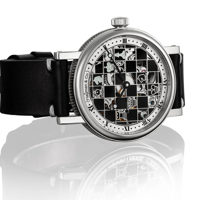 Handmade Chess Skeleton Watch Mechanical Steampunk Timepiece