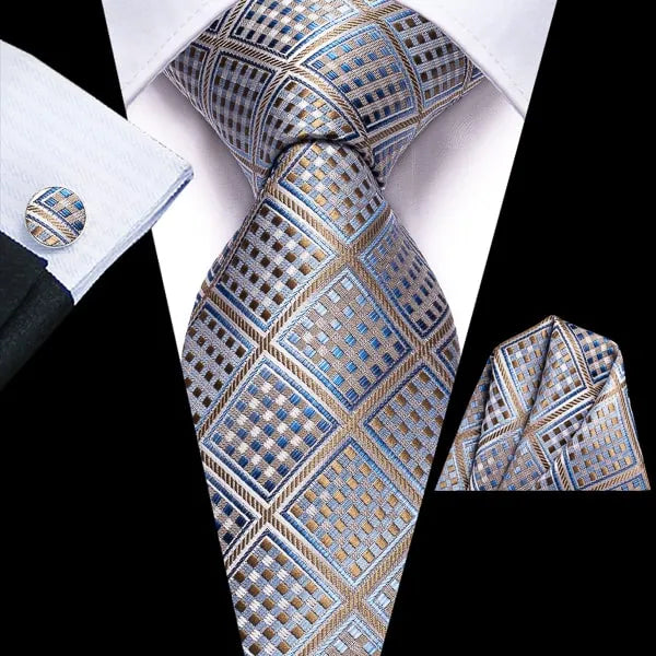 Champagne Blue Diamond Silk Tie for Classy Men
