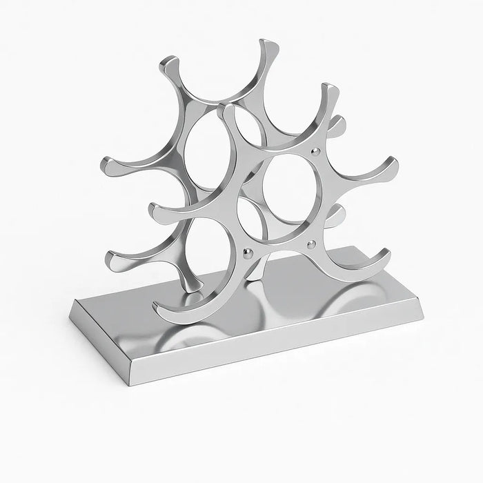 Sleek 6-Bottle Wine Holder – Stainless Steel Wine Organizer