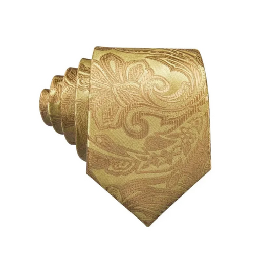 Gold Paisley Silk Tie for Classy Men - Elegant Accessory for Formal Attire