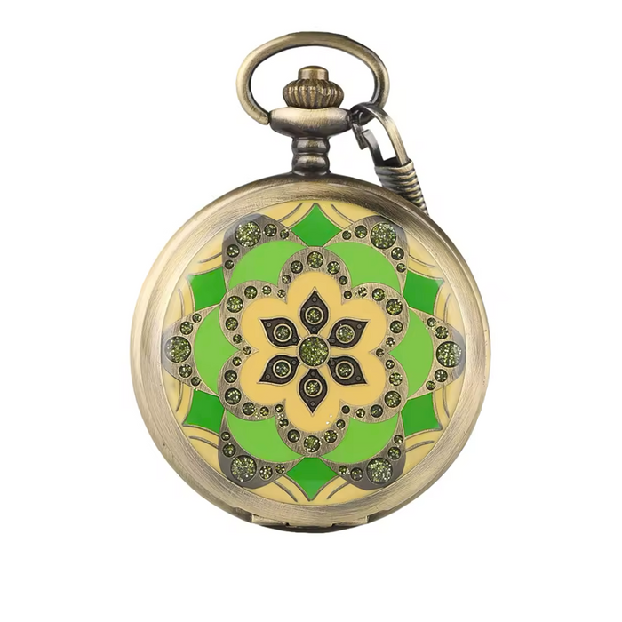 Bronze Full Hunter Pocket Watch - Arabic Dial Hand Wind Vintage Gift