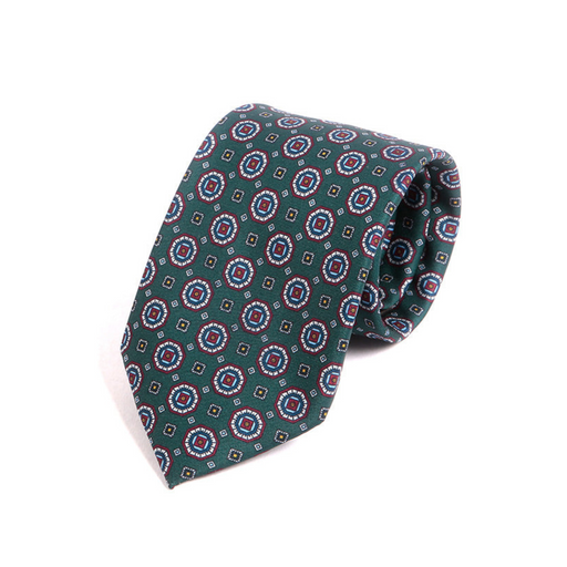 Marcello Green Motif Tie for Men – Classic 7.5cm Wide Neckwear