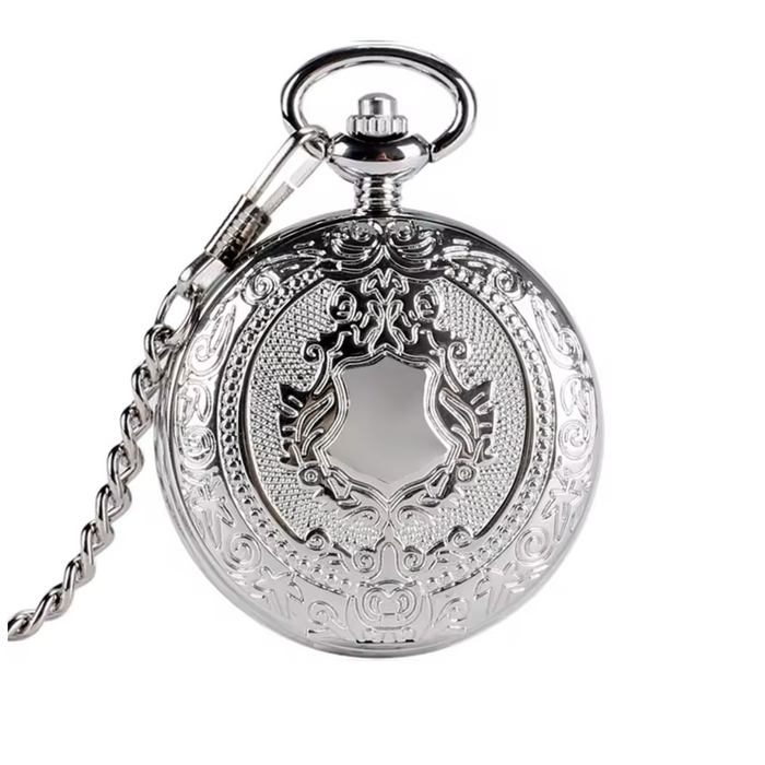 Silver Full Hunter Pocket Watch - Arabic Dial Hand Wind Vintage Gift
