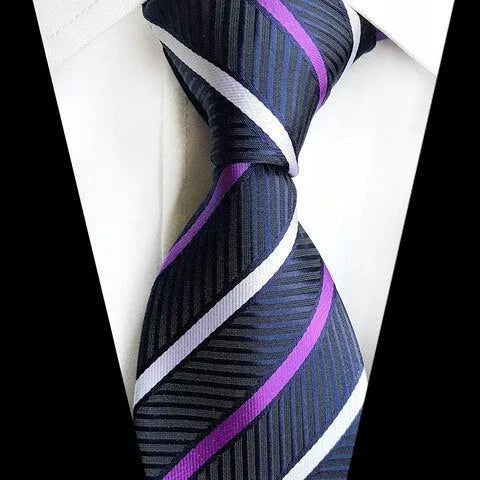 Classic Blue and Purple Striped Silk Tie for Men - Elegant Accessory