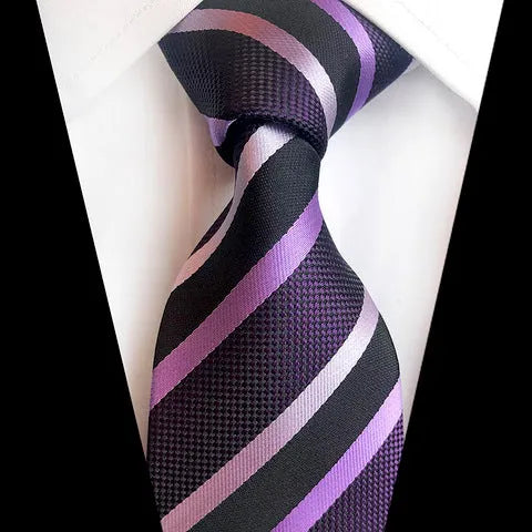 Elegant Purple Striped Silk Tie for Men - Classic Accessory for Formal Occasions