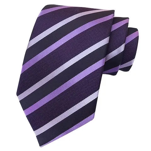 Elegant Purple Striped Silk Tie for Men - Classic Accessory for Formal Occasions