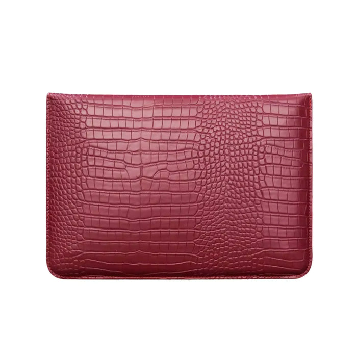 Crocodile Textured PU Leather Laptop Sleeve with Built-In Stand
