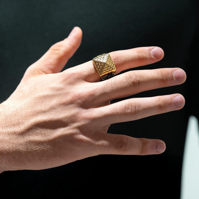 Unique Gold Pyramid Ring Stainless Steel