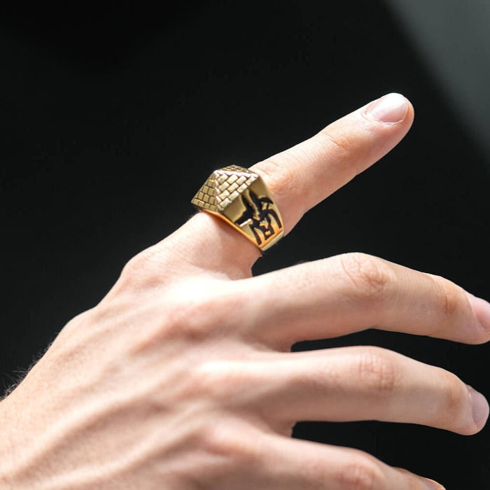 Unique Gold Pyramid Ring Stainless Steel