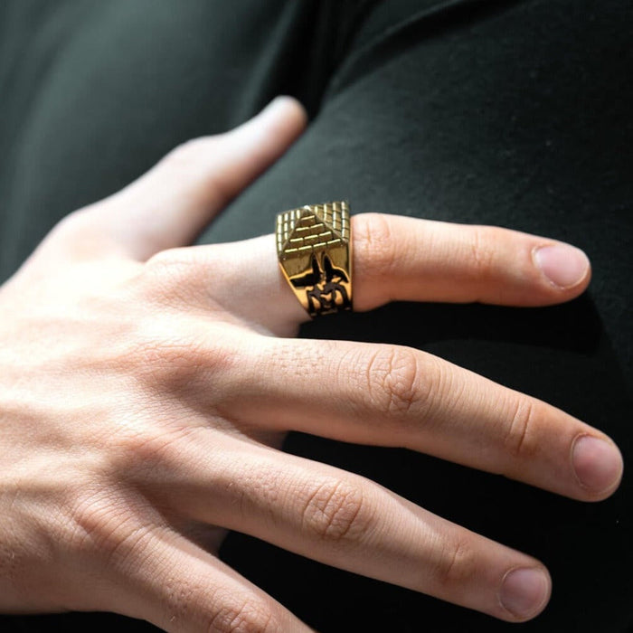 Unique Gold Pyramid Ring Stainless Steel