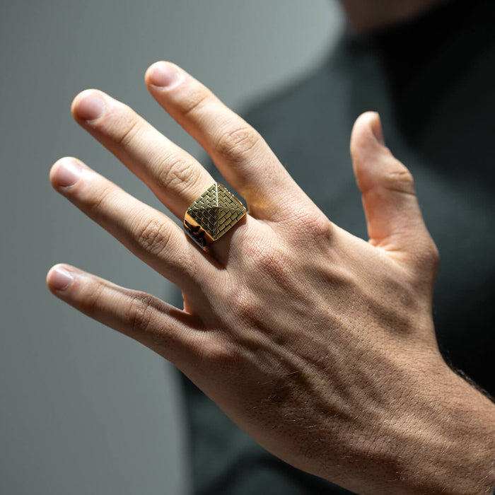Unique Gold Pyramid Ring Stainless Steel