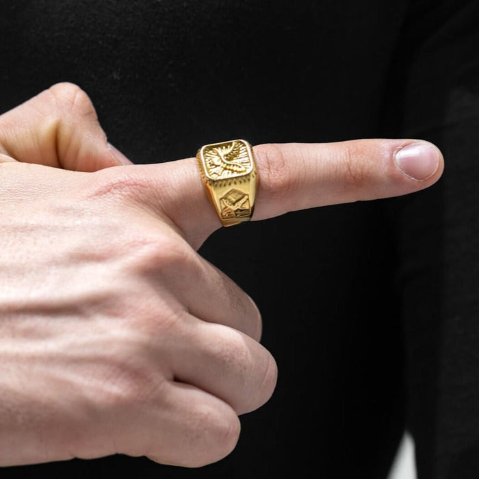 Gold Scorpion Eagle Ring for Men Antique