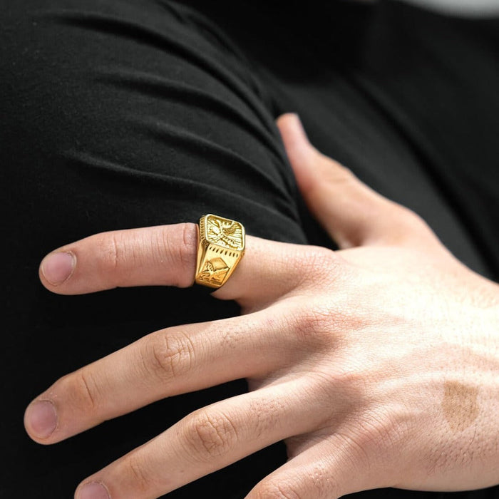 Gold Scorpion Eagle Ring for Men Antique