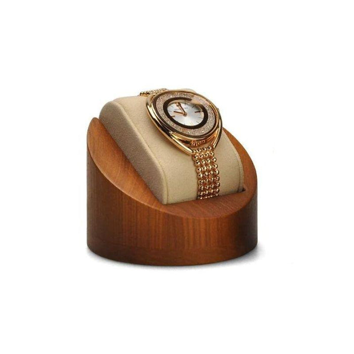 White Wooden and Microfiber Watch Stand - Zeus