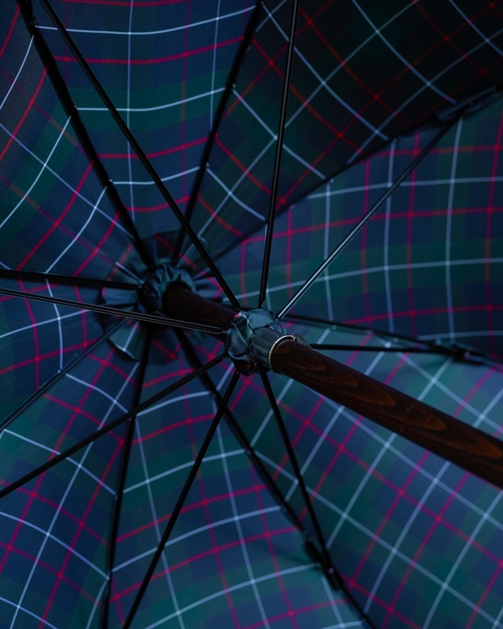 Handcrafted Leather Seat Umbrella- Black Watch Tartan