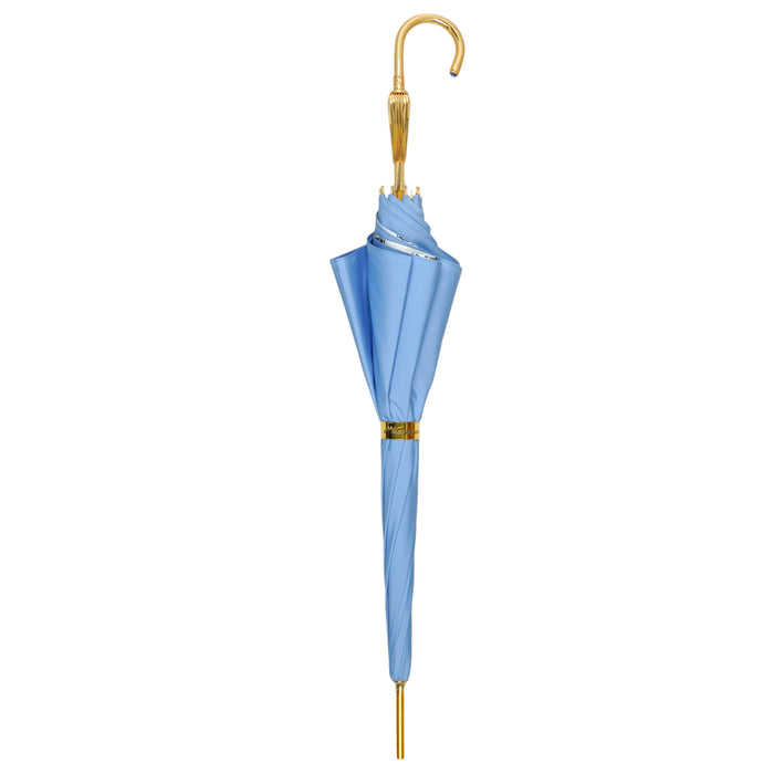 Premium Elegant Light Blue Umbrella with Gold-Plated Handle